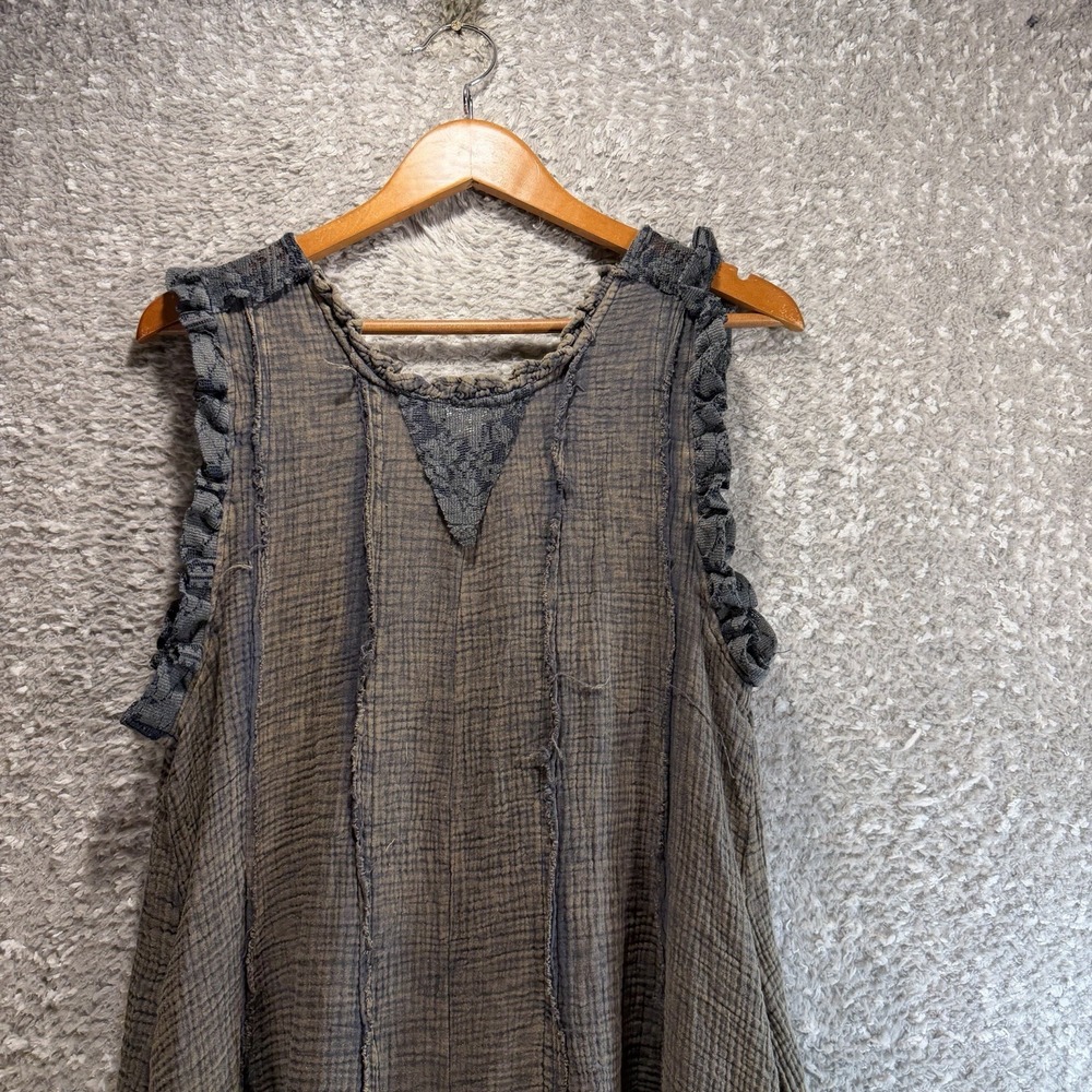 Oli & Hali Cotton Gauze Washed Ruffle Romper S Relax Lagenlook Bohemian Coastal - Picture 4 of 16